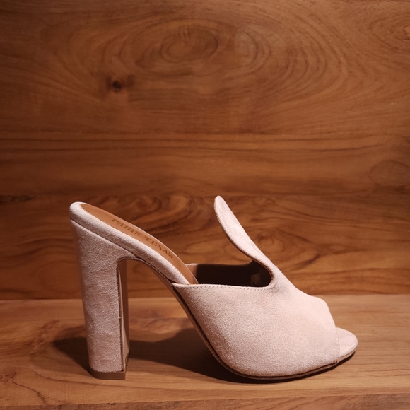 NEW - PARIS TEXAS Light Pink Suede Heeled Mules, made in Italy, size 39½ - Picture 1 of 8